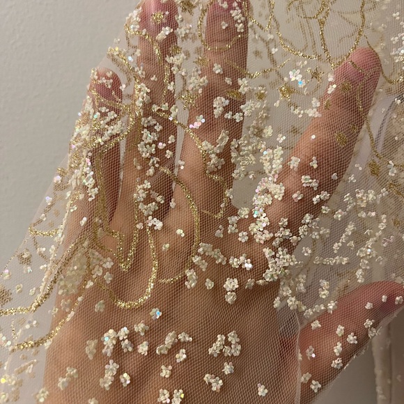 NWT Marchesa Notte Glitters Tulle Ivory Wedding Gown - Picture 11 of 13